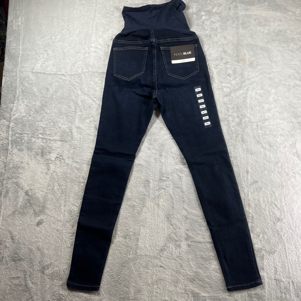 Indigo Blue Womens Maternity Skinny Jeans Dark Wash Full Belly Panel Size Small - Picture 2 of 12